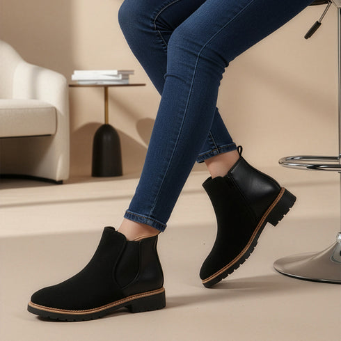 Women's Solid Suede Slip-On Chelsea Boots