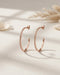 18kt Rose Gold Plated CZ Oval Bold Half Hoop Earring