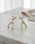 18kt Gold & Rhodium Plated Crossover Stud Earring