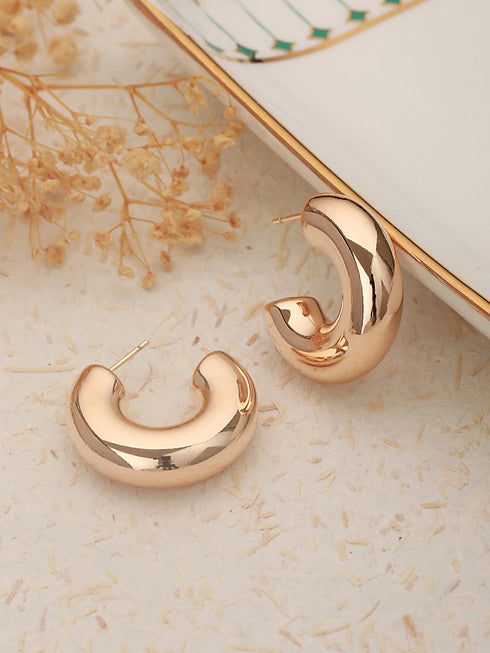 Anti-Tarnish 18 k Gold Plated Bold Statement C Half Hoop earrings