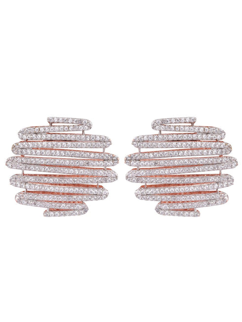 Rose Gold White AD studded handcrafted designer Ear Ring