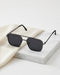 Men Metallic and Black Toned Black Polarised Lens Rectangle Sunglasses