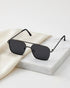 Men Metallic and Black Toned Black Polarised Lens Rectangle Sunglasses