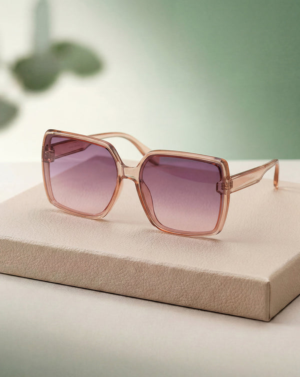 Women Nude Toned UV Protected Gradient Lens Oversized Sunglasses
