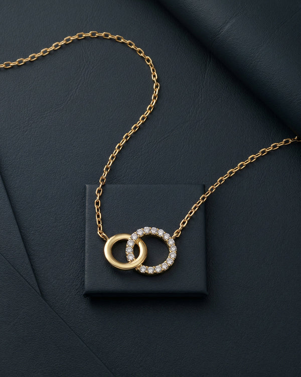 18kt Gold Plated CZ Interlocking Circle Necklace