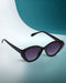 Women Black Toned UV Protected Purple Lens Cateye Sunglasses