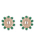 Gold Plated Green Beads & Kundan Studded Solitaire Studds Earrings