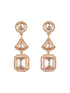 Gold Plated Uncut Polki Mossanite Kundan Studded Quirky Shaped Dropdown Earrings