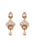 Gold Plated Uncut Polki Kundan Mossanite Studded Floral Dropdown Minimal earrings
