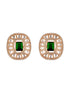Gold Plated Green Emerald Uncut Polki Mossanite Designer Statement Studds Earrings