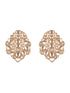 Gold Plated Polki Kundan Studded Designer Floral Bridal Large Studds Earrings