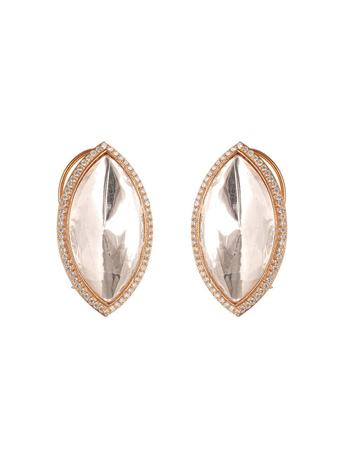Gold Plated Uncut Polki Mossanite Minimal Studds Earrings