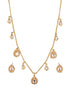 Gold Plated Kundan Polki Studded Tear Drop Delicate Chain Jewellery Set