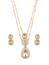 Gold Plated White Victorian Kundan Polki Studded Festive Minimal Pendant Chain Jewellery Set