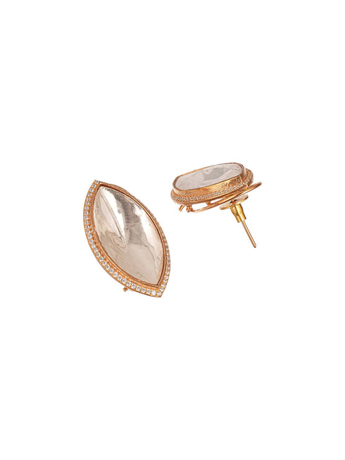 Gold Plated Uncut Polki Mossanite Minimal Studds Earrings