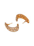 Gold Plated Uncut Kundan Polki Mossanite Minimal Half Hoop C - Bali Studds Earrings