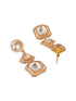 Gold Plated Uncut Polki Mossanite Kundan Studded Quirky Shaped Dropdown Earrings