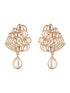 Gold Plated Uncut Polki Mosannite Kundan Studded Floral Drop Studds Earrings