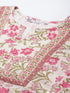 Women Pink Floral Printed Cotton Kurta with Trousers and Printed Dupatta