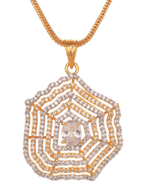 Gold Plated AD Studded Statement Pendant jewellery set
