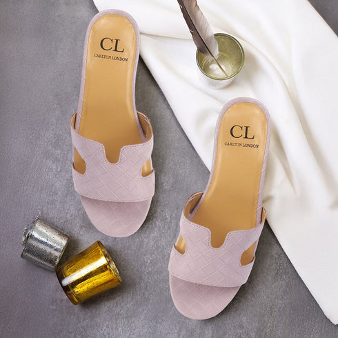 Women's Textured Open Toe Block Heels sandal