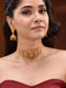 Gold Plated Multi stone studded Handcrafted Exquisite Temple Lakshmi ji & Peacock Design Jewellery Set