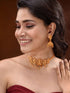 Gold Plated Multi stone studded Handcrafted Exquisite Temple Lakshmi ji & Peacock Design Jewellery Set