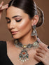 Silver Oxidised Kundan Studded & Pearl Beaded Fusion Statement Jewellery Set