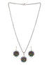 Silver oxidised Multicolored Combo Locket Ring Jewellery set