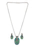 Oxidised Hand Painted & Mint Enamelled Locket Jewellery Set