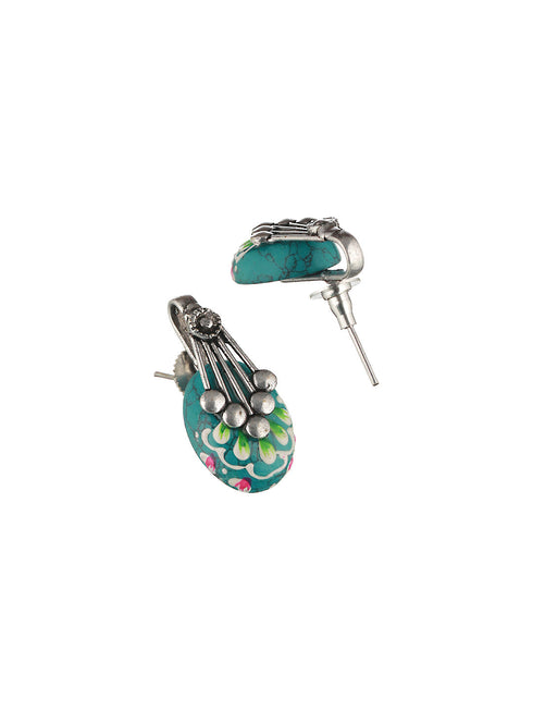 Oxidised Hand Painted & Mint Enamelled Locket Jewellery Set