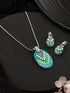 Oxidised Hand Painted & Mint Enamelled Locket Jewellery Set