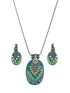Oxidised Hand Painted & Mint Enamelled Locket Jewellery Set
