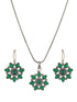 Silver oxidised Green Stone Studded Combo Locket Jewellery Set