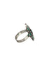 Silver oxidised Green Stone Studded Combo Locket Jewellery Set
