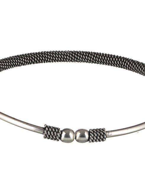 Silver Oxidised Kada Anklet