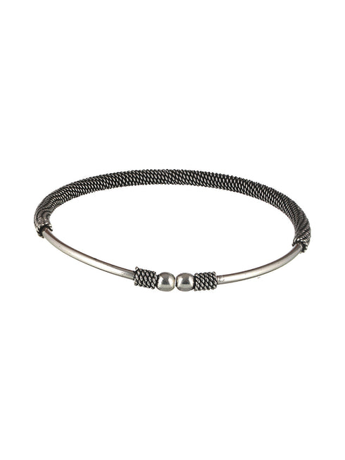 Silver Oxidised Kada Anklet