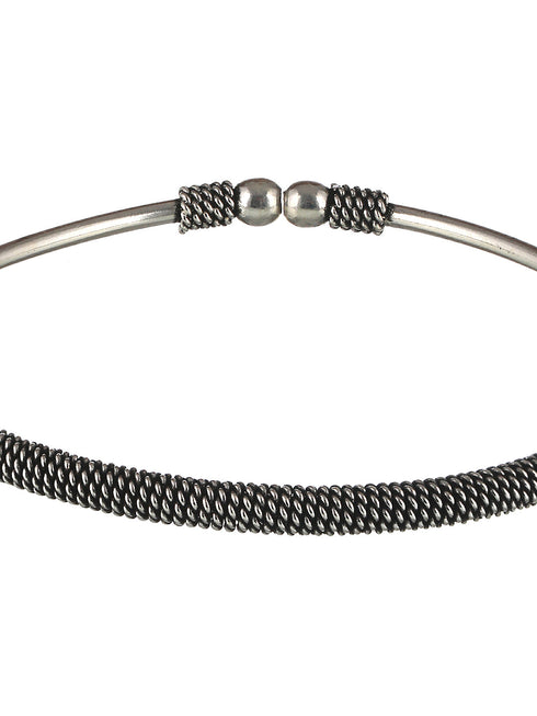 Silver Oxidised Kada Anklet