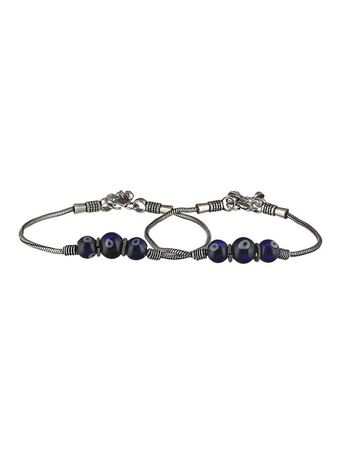 Set Of 2 Evil Eye German Silver anklet Anklet