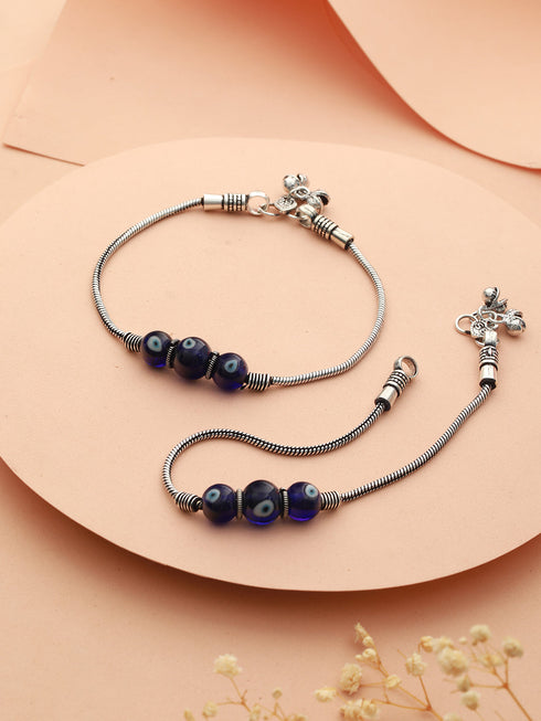 Set Of 2 Evil Eye German Silver anklet Anklet
