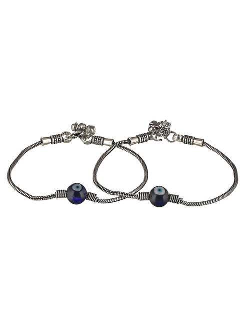 Set Of 2 Evil Eye German Silver Anklet Anklet