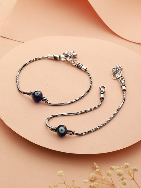 Set Of 2 Evil Eye German Silver Anklet Anklet