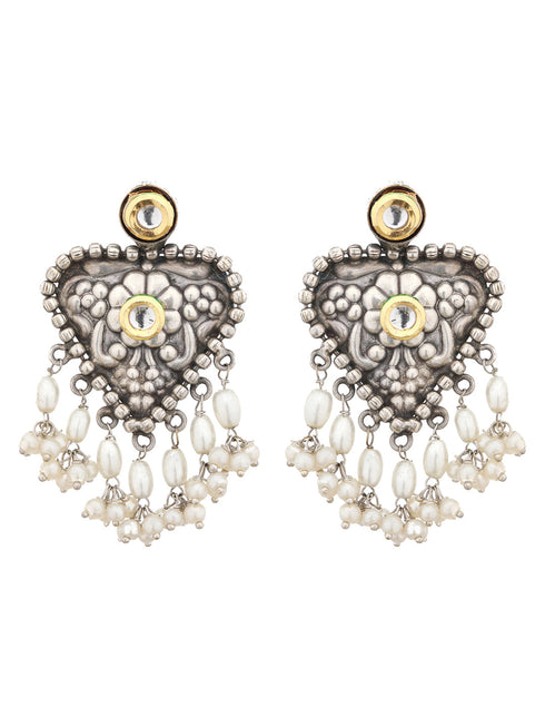 Oxidised Stone Studded Fusion statement Jewellery set