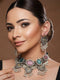 Oxidised Stone Studded Fusion statement Jewellery set
