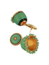 Green Turquoise Handpainted Enamelled Jhumka earrings