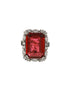 Silver Toned Red Ruby CZ Studded Cocktail Designer Finger Ring