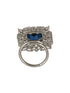Silver Plated Blue CZ Studded Cocktail Designer Finger Ring