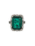 Silver Plated Green CZ Studded Cocktail Luxe Finger Ring