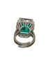 Silver Plated Green CZ Studded Cocktail Luxe Finger Ring
