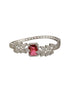 Silver Toned Red AD Studded Statement Handcrafted Bracelet